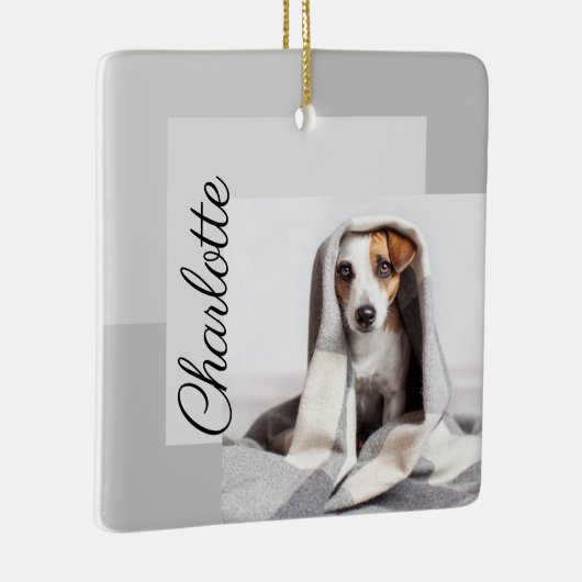 Moden Minimal Geometric Dog Photo Ornament (Rechts)