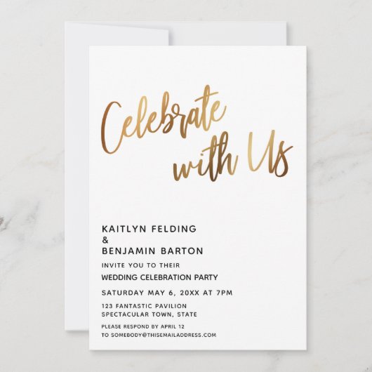 Moden vieren mee met ons gouden huwelijksreceptie kaart (Voorkant)