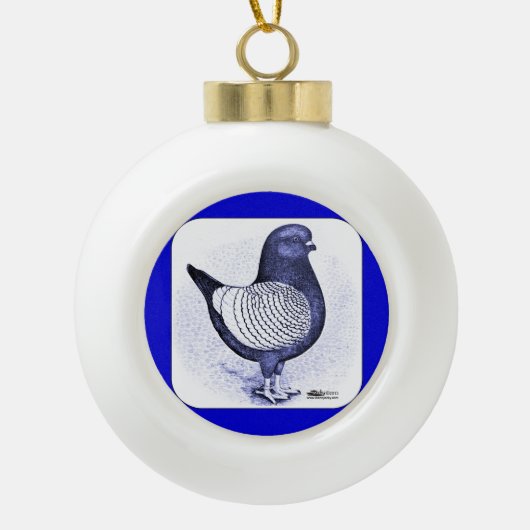 Modena Argent Pigeon Keramische Bal Ornament (Voorkant)