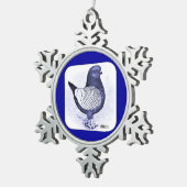 Modena Argent Pigeon Tin Sneeuwvlok Ornament (Rechts)