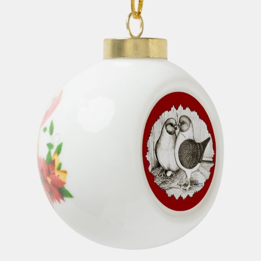 Modena Gazzi Pigeons Keramische Bal Ornament (Links)