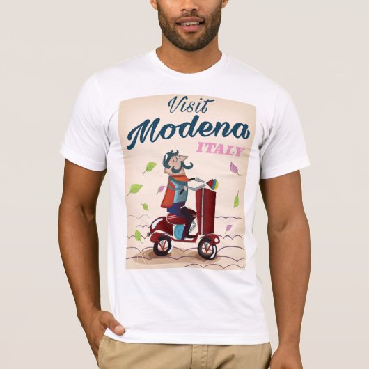 Modena Italië Scooter reisposter T-shirt (Voorkant)