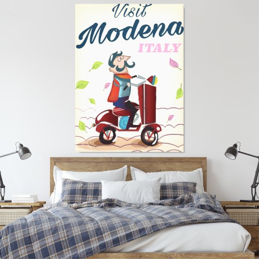 Modena Italy Scooter-reisposter Canvas Afdruk (Insitu (Slaapkamer))
