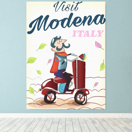 Modena Italy Scooter-reisposter Canvas Afdruk (Insitu (Houten vloer))
