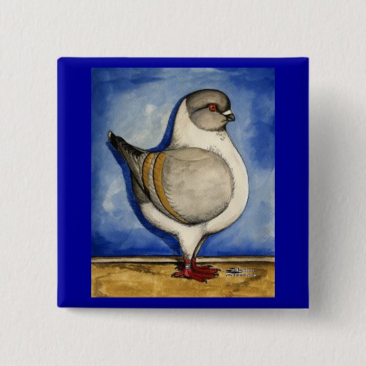 Modena Silver Gazzi Pigeon Vierkante Button 5,1 Cm (Voorkant)
