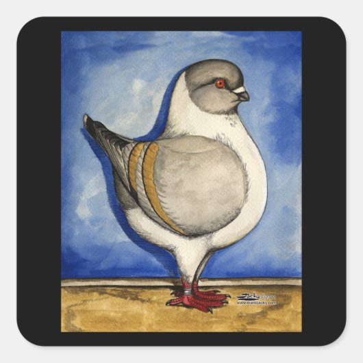 Modena Silver Gazzi Pigeon Vierkante Sticker (Voorkant)