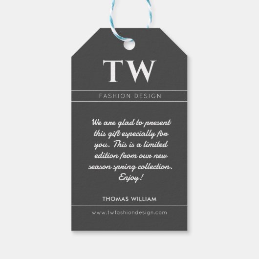 Modeontwerper Zwart Cadeaulabel (Achterkant)
