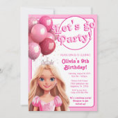 Modepop Princess Verjaardagsfeestje Kaart (Voorkant)