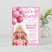 Modepop Princess Verjaardagsfeestje Kaart (Staand voorkant)