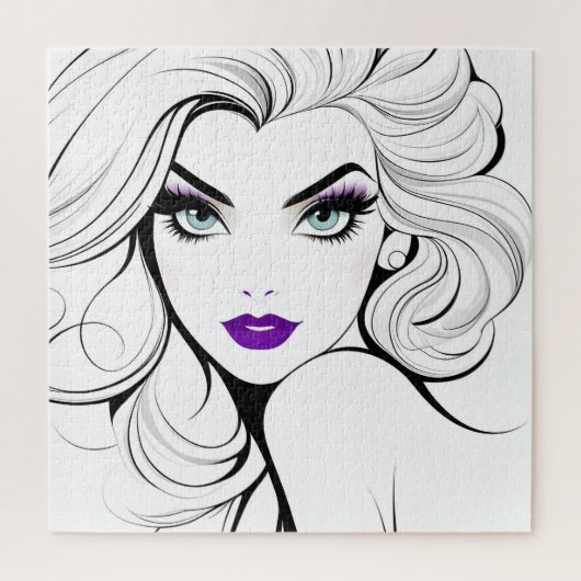 Modeportret van vrouw kunst legpuzzel (Verticaal)