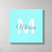 moder chic minimalist monogram turquoise aqua blau canvas afdruk (Voorkant)