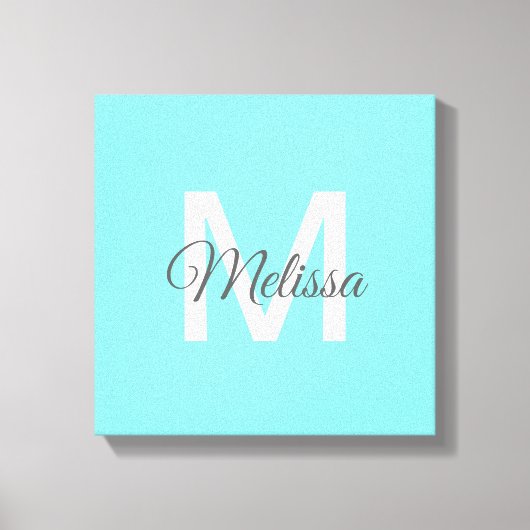 moder chic minimalist monogram turquoise aqua blau canvas afdruk (Voorkant)