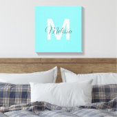 moder chic minimalist monogram turquoise aqua blau canvas afdruk (Insitu (Slaapkamer))