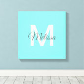 moder chic minimalist monogram turquoise aqua blau canvas afdruk (Insitu (Houten vloer))