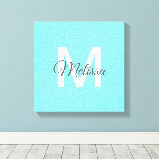 moder chic minimalist monogram turquoise aqua blau canvas afdruk (Insitu (Houten vloer))