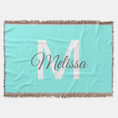 moder chic minimalist monogram turquoise aqua blau deken (Voorkant)