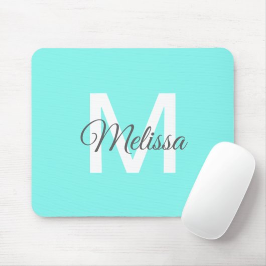 moder chic minimalist monogram turquoise aqua blau muismat (Met muis)