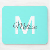 moder chic minimalist monogram turquoise aqua blau muismat (Voorkant)