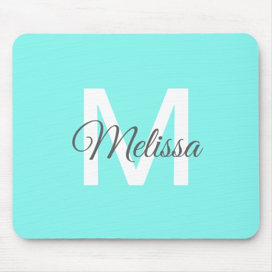 moder chic minimalist monogram turquoise aqua blau muismat (Voorkant)