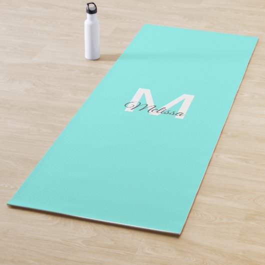 moder chic minimalist monogram turquoise aqua blau yogamat (In situ)