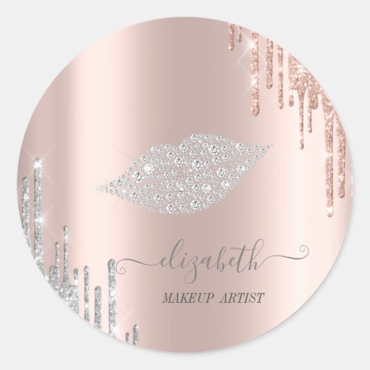 Moder Diamonds, Roos Gold Silver Drivers Klassiek Ronde Sticker (Voorkant)