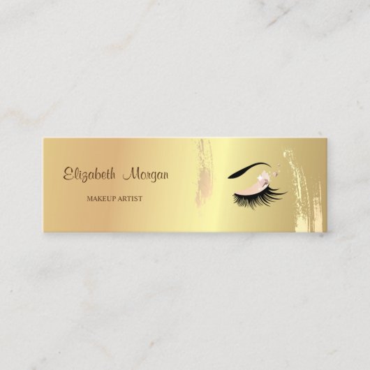 Moder Elegant, Gold Brush Stroke, Lashes, Makeup Mini Visitekaartje (Voorkant)