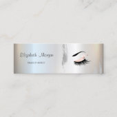 Moder Elegant, Silver Brush Stroke, Lashes, Makeup Mini Visitekaartje (Voorkant)