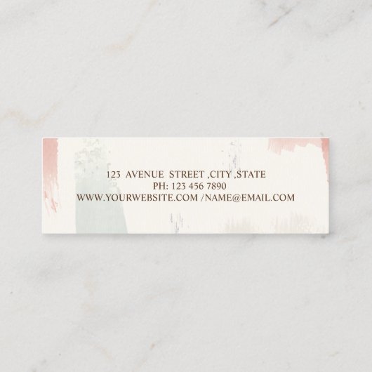 Moder Elegant, Watercor Brush Stroke, Lashes Mini Visitekaartje (Achterkant)