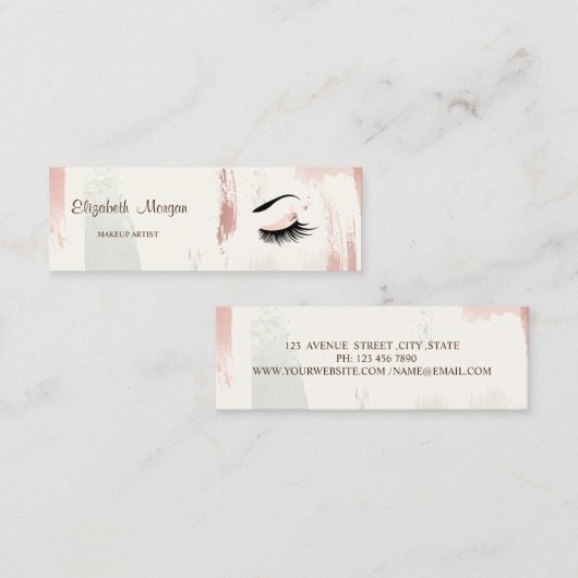 Moder Elegant, Watercor Brush Stroke, Lashes Mini Visitekaartje (Voorkant / Achterkant)
