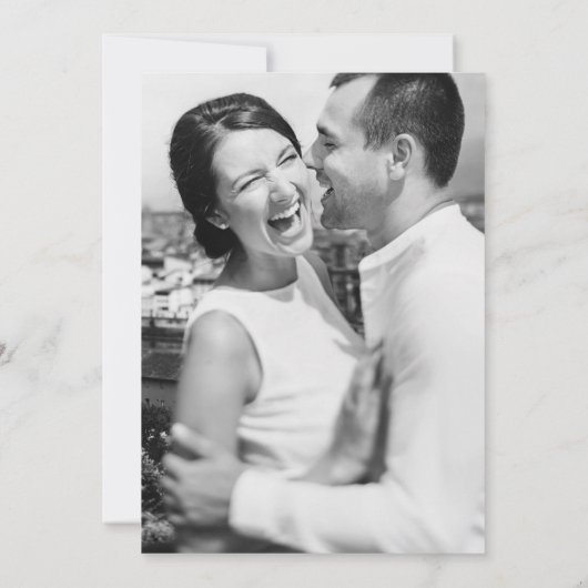 Moder Getrokken Bloemen Fotobruiloft Kaart (Achterkant)