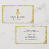 Moder Gold Pineapple Elegant Linen Event Planning Visitekaartje (Voorkant / Achterkant)