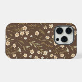 Moder Pattern Wilflowers Brown Background iPhone Hoesje (Achterkant horizontaal)