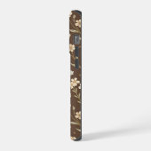 Moder Pattern Wilflowers Brown Background iPhone Hoesje (Linkerkant)