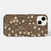 Moder Pattern Wilflowers Brown Background iPhone Hoesje (Achterkant horizontaal)