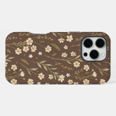 Moder Pattern Wilflowers Brown Background iPhone Hoesje (Achterkant horizontaal)