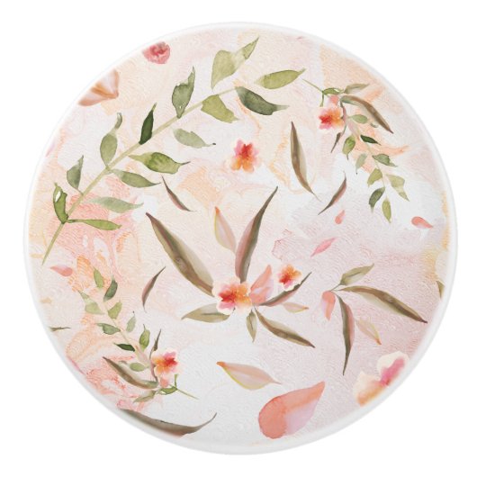 Moder Waterverf Was de Gentle Falling Petals Keramische Knop (Voorkant)