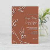 Modera Terracotta Line Art Leaves & Shadows Invita Kaart (Staand voorkant)