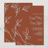 Modera Terracotta Line Art Leaves & Shadows Invita Kaart (Voorkant / Achterkant)