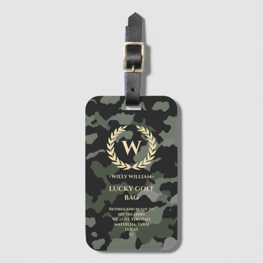 MODERE RETIREMENT GOLF MONOGRAM LUCKY GOLF BAG BAGAGELABEL (Voorkant (verticaal))
