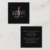 Moderen Make-up Artiest Roze Zwart Vierkante Visitekaartje (Voorkant / Achterkant)