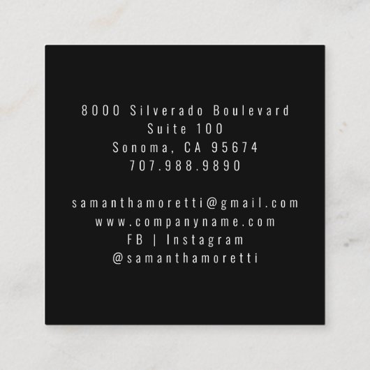 Moderen Make-up Artiest Roze Zwart Vierkante Visitekaartje (Achterkant)