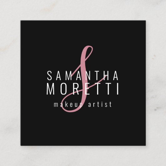 Moderen Make-up Artiest Roze Zwart Vierkante Visitekaartje (Voorkant)