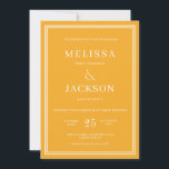 ModerMinimalsit Elegant Classic Wedding Invitation Kaart<br><div class="desc">Elegant geel achtergrondminimalistisch opgezet trouwontwerp</div>