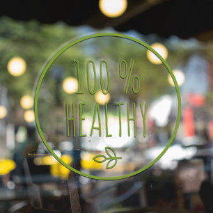 Modern 100% Gezond   Gezond Eten   Eco Groen Raamsticker