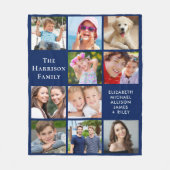 Modern 10 foto collage blauw fleece deken (Voorkant)