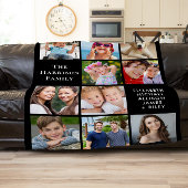 Modern 10 Photo Collage Black Fleece Deken