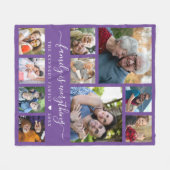 Modern 10 Photo Collage Family Name Quote Purple Fleece Deken (Voorkant (Horizontaal))