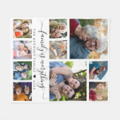 Modern 10 Photo Collage Family Name Quote White Fleece Deken (Voorkant (Horizontaal))