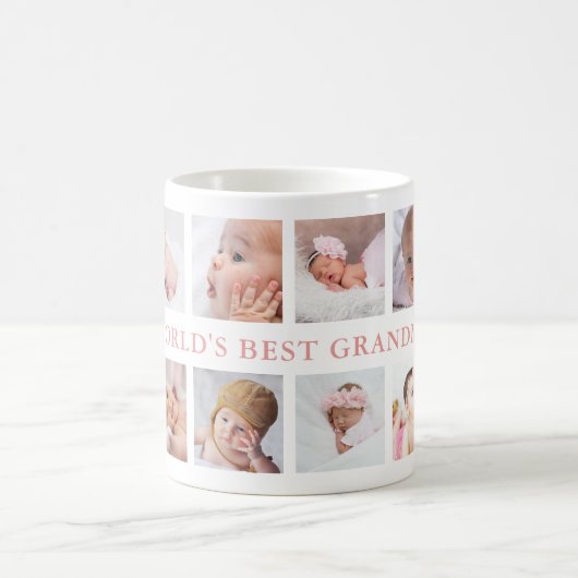 Modern 10 Photo Collage Pink World's Best Grandma Koffiemok (Center)