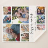 Modern 10 Photo Collage Quote Family Name Keepsake Sherpa Deken (Voorkant (horizontaal))